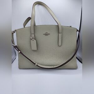 Coach Charlie Carryall Tote 25137 Sage Green Pebbled Leather Satchel 2017